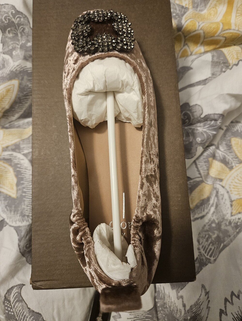 NIB Linea Paolo Mulberry Velvet Embellished Ballet Flats - Mulberry Brown - Picture 3 of 5